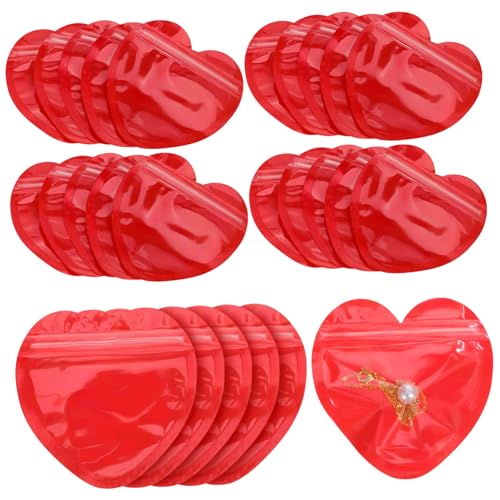 PACKOVE Valentine's Day Heart Jewelry Tray 100 Self Sealing Bags for Display and Gifting