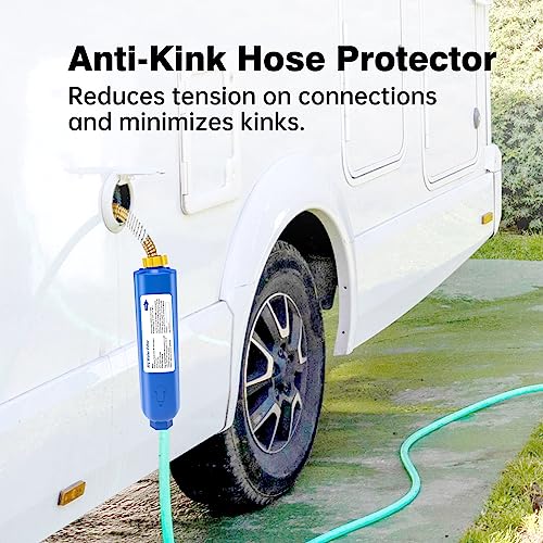 Image of RV Inline Water Filter with 2 Flexible Hose Protector, NSF Certified, Reduces Odors, Chlorine, Bad Taste, Water Filter for Boat, RV, Marine Use, Garden, 2 Pack