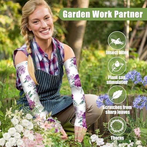 Image of Bebila Gardening Sleeves for Women Farm UV Sun Protection Anti-Scratch Cooling Sleeves with Thumb Hole Arms Cover Outdoors