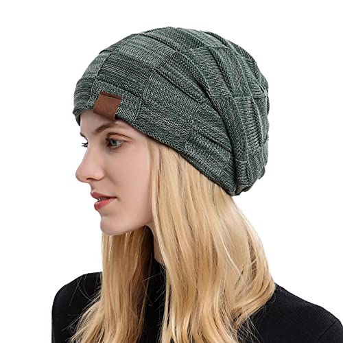 Gorro despojado para mulheres, crochê despojado tricotado crochê | Gorro xadrez lã camada dupla mela