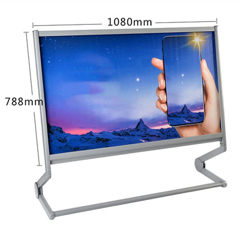 Soporte para letreros, versión Horizontal y Vertical. Estante con polea para Carteles publicitarios de Bienvenida. Guía para letreros., Silver-108x78.8cm