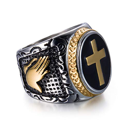 JAJAFOOK Jewelry Silver Stainless Steel Christian Holy Cross Ring for Men's Rings2