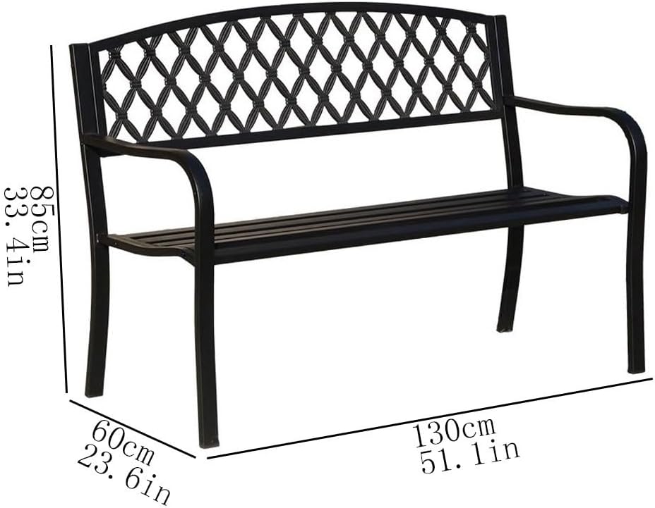 Garden Outdoor Iron Bench, Balcony Terrace with Three Benches, Used for Garden Porch (130 CM) Seat