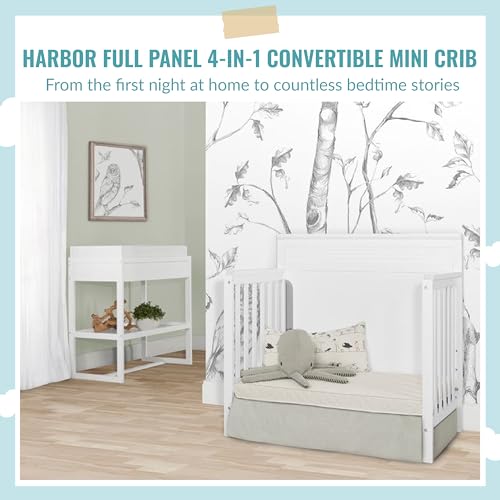 Dream On Me Harbor Full Panel 4-in-1 Convertible Mini Crib in White, Water-Based Paint Finish, JPMA Certified, 3-Position Mattress Height Setting, Made of Solid Pinewood - image 6