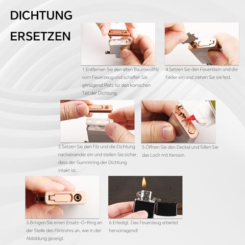 Kit réparation insert Zippo avec mèche, silex et ouate de rechange