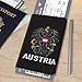 Passport Cover Case for Travel Coat of Arms of Austria Flag Pattern Austrian Emblem PU Leather Slim Wallet Holder Protector with Card Slots for Women Men Family Gifts