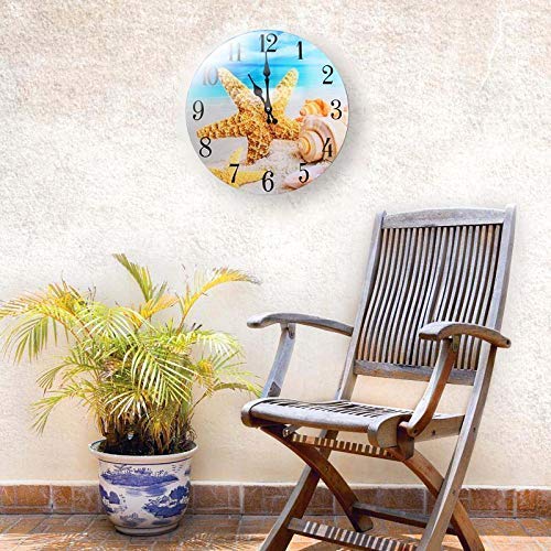 Sea Creations Glass Wall Clock - Coastal, Nautical, and Beach Themed | Decorative and Aesthetic Timepiece | Ideal Home Decor for Living Room, Bedroom, or Beach House | 13 x 13 Inches | Sea Shells - Image 3
