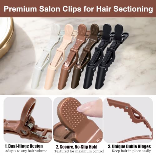 Set de 30 Pinzas de Pelo Cocodrilo Multicolor, Clips de Seccionado para Salón, Herramientas de Peluquería de Plástico Duradero miniatura 3