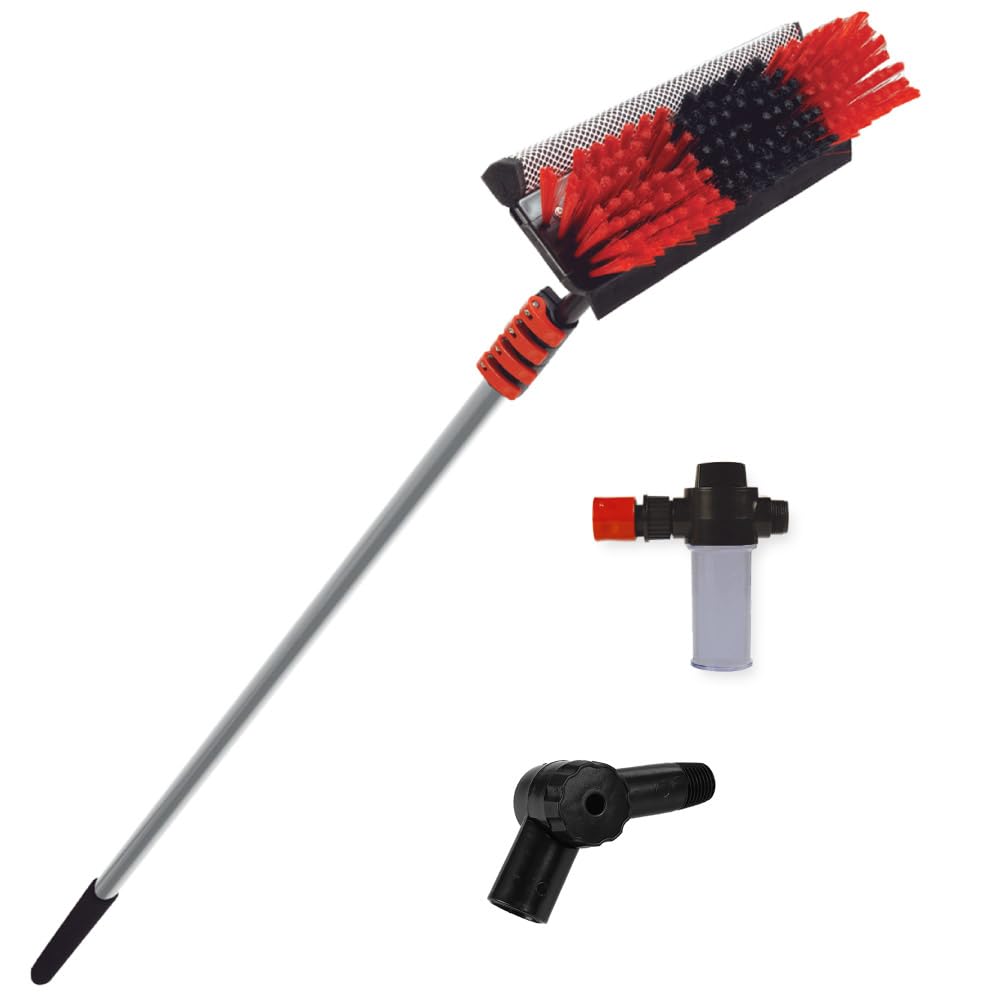 Starlyf Telescopic Hydrocleaner, Scopa telescopica per pulizia fino a 7 MTS, alimentata ad acqua, dosatore di sapone, pulizia pannelli solari, lavaggio camion, finestre, pannelli solari (7M)