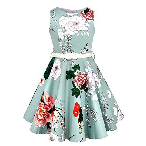 HB HBB MAGIC Girls Vintage Dress 50s Retro Twirling Special Occasion Dresses Size 6-14 Sleeveless Kids Dress Mint Green - Thumbnail 3