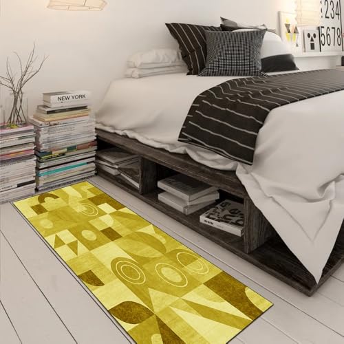 Alfombra de pasillo para dar luz a tu cocina con su alegre diseño patchwork amarillo 3