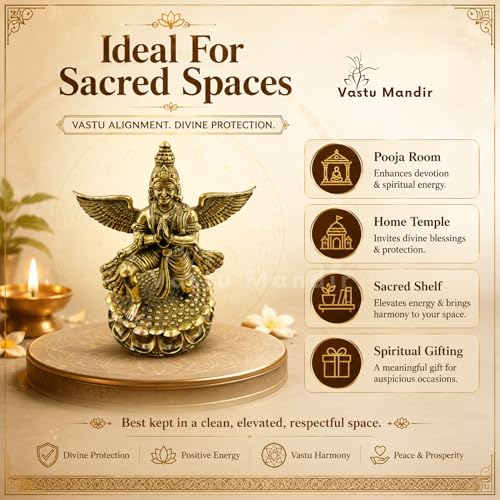 Image of Brass Garud Dev Idol, Vastu Remedy for Protection (4.5 Inch, 330 g)