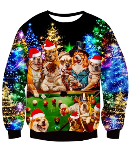 Idgreatim Unisex Ugly Christmas Crewneck Sweatshirt Novelty 3D Graphic Long Sleeve Sweater Shirt