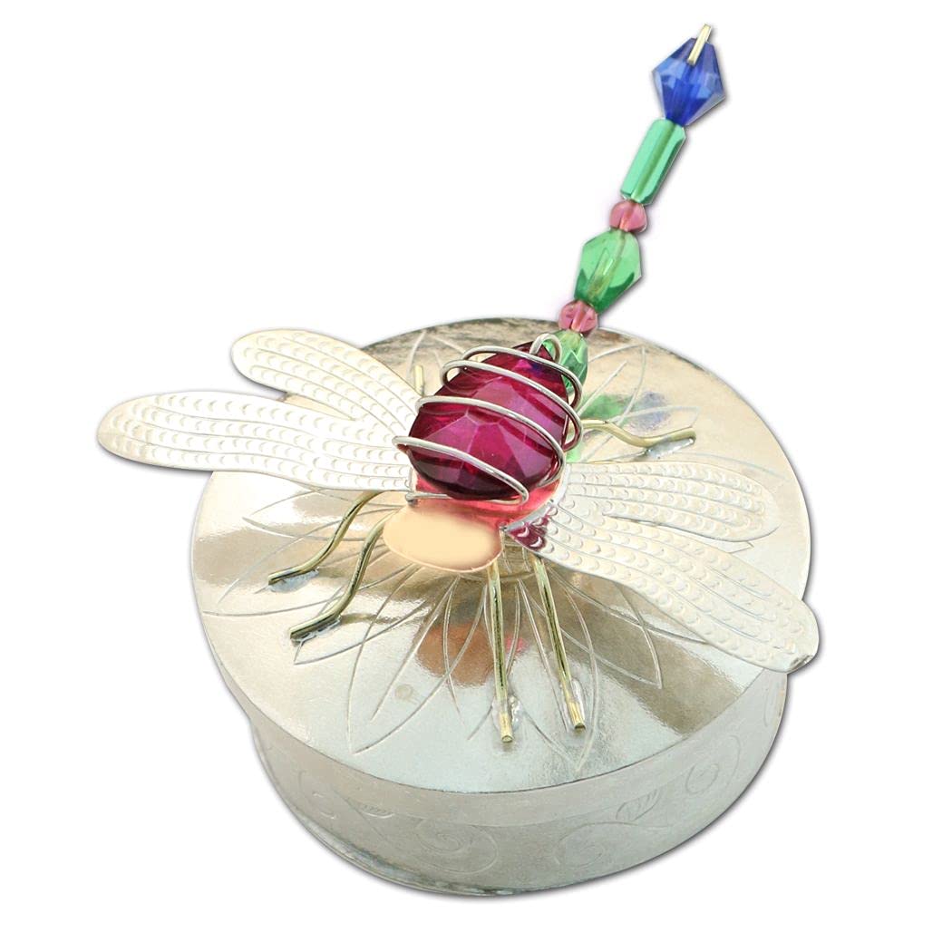 Pilgrim ImportsBronze Nickel and Copper Trinket Box Handmade Fair Trade- Tiffany Dragonfly