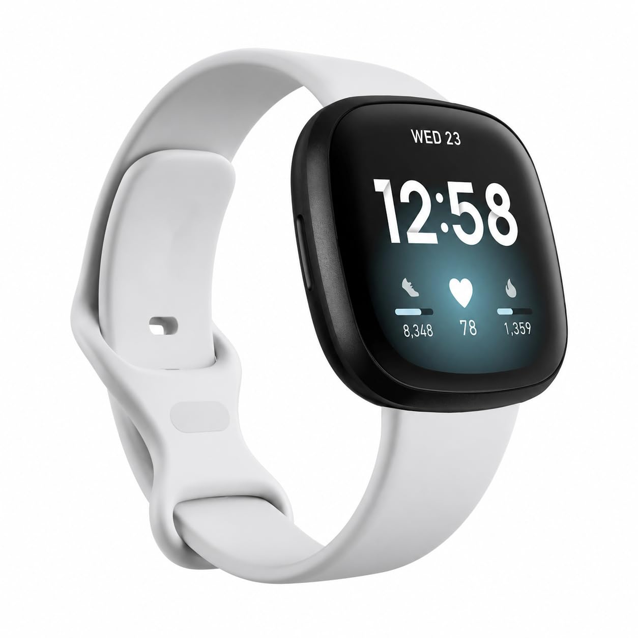 TopPerfekt Strap Compatible with Fitbit Versa 4 Women Men, Adjustable Soft Silicone Sport Replacement Watch Band Wristbands Bracelet for Fitbit Versa 4/Versa 3/Sense/Sense 2 (S-White)
