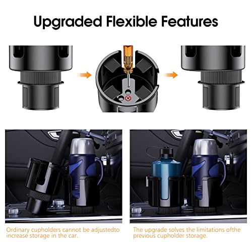 odbowuge Cup Holder Extender for Car,Cup Phone Mount,Multifunctional Large Expander Fits Yeti, Stanley 32/40/46,Car Drink Adapter Diameter in 3.0/''-4.4/'',Extensible Adjustable Base, 002K (Balck) - Image 4