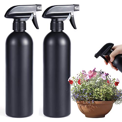 ISWAKI 2PCS Plant Spray Bottles Black 17 Oz Reusable Plant Spray Mister Water Spray Bottle for Home Garden Kitchen