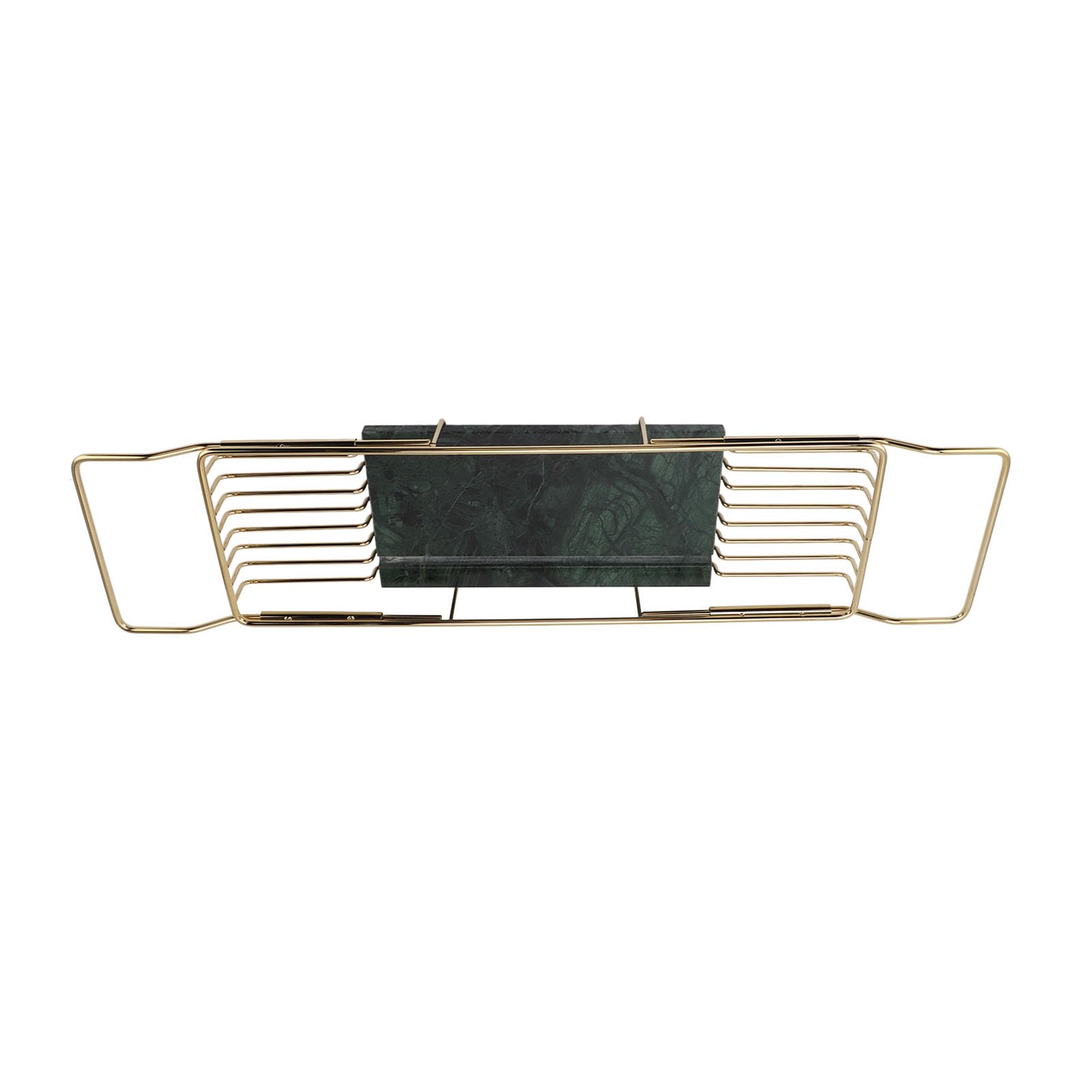 Rejilla para Bañera de Mármol y Metal, Bandeja Extensible Antideslizante con Diseño Multifuncional para Uso en Bañera y Cocina, Acero Inoxidable Mármol (Oro Verde)