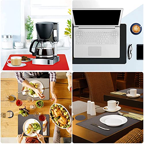 HELI MIAO Tischsets Abwaschbar,Platzsets Abwischbar, Leder,Hitzebeständig Doppelseitigen I 6er Set Platzdeckchen Lederoptik mit Untersetzer,Tischuntersetzer rutschfest,Salbeigrün