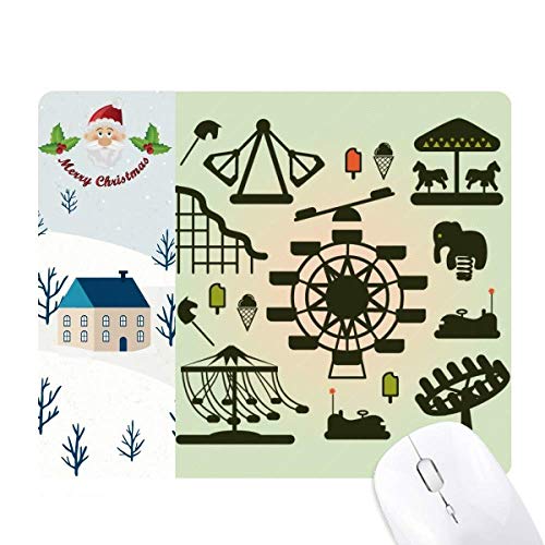 Tapis de souris maison silhouette parc d'attractions vert sombre chic