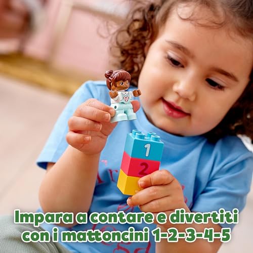 DUPLO Contenitore di Mattoncini Grande - Giochi per la Motricità Fine per Bambini e Bambine da 1+ Anni - Include una Macchina Giocattolo, Mattoncini Numerati, Figure di Animali e Scatola - 10914 - Lego - Immagine 5