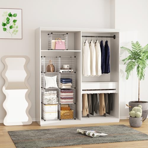 C&AHOME Wire Cube Storage, 9 - Cube Organizer Metal C Grids, Modular Shelves Units, Closet Organizer, Ideal for Home, Office, Living Room, 36.6”L x 12.4”W x 48.4”H, Silver Gray UWCS3009G - Thumbnail 5