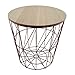 PrimoLiving Metall Beistelltisch Drahtkorb mit Deckel aus Holz P-150 kupferfarben - 34x34 cm (Gr. M)
