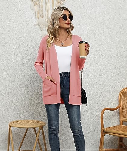 Yommay Cardigan for Women Loose Casual Lightweight Ladies Long Sleeve V-Neck Knitted Sweaters with Pockets - Image 3