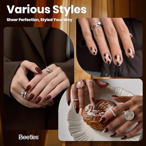 Image of Beetles Jelly Brown Gel Nail Polish - Morning Mocha 15ML Tortoise Gel Nail Polish Sheer Translucent Nail Polish Soak Off UV French Nail Art Salon DIY at Home Manicure Gift for Women