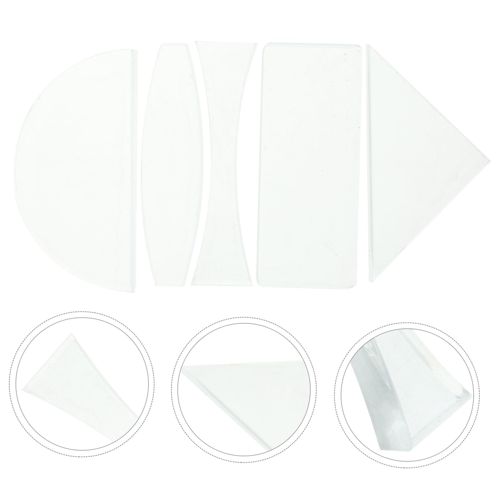 OUNONA 5 Piece Optical Lens Kit Semicircular Triangular Rectangular Lenses for Physics Experiments and Classroom Teaching