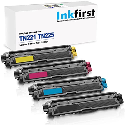 Inkfirst - 1 Set of 4 Inkfirst® Toner Cartridges Compatible Remanufactured for Brother TN221 TN225 Black Cyan, Magenta, Yellow MFC-9340CDW HL-3170CDW HL-3170CW HL-3140CW MFC-9130CW MFC-9330CDW TN221BK TN225C TN225M TN225Y