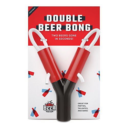 Double Beer Bong - Portable Beer Funnel Double Header for Chugging at College Parties - Drinking Party Game - by Beer Nation
