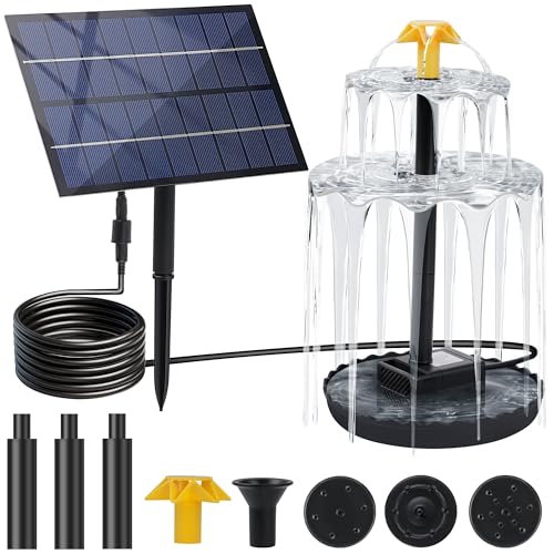 Solar Water Fountain Upgrade Solar Panel Water Fountain Adjustable Water Flow 2.8W 9V Solar Powered Water Pump for Water Feature Small Pond