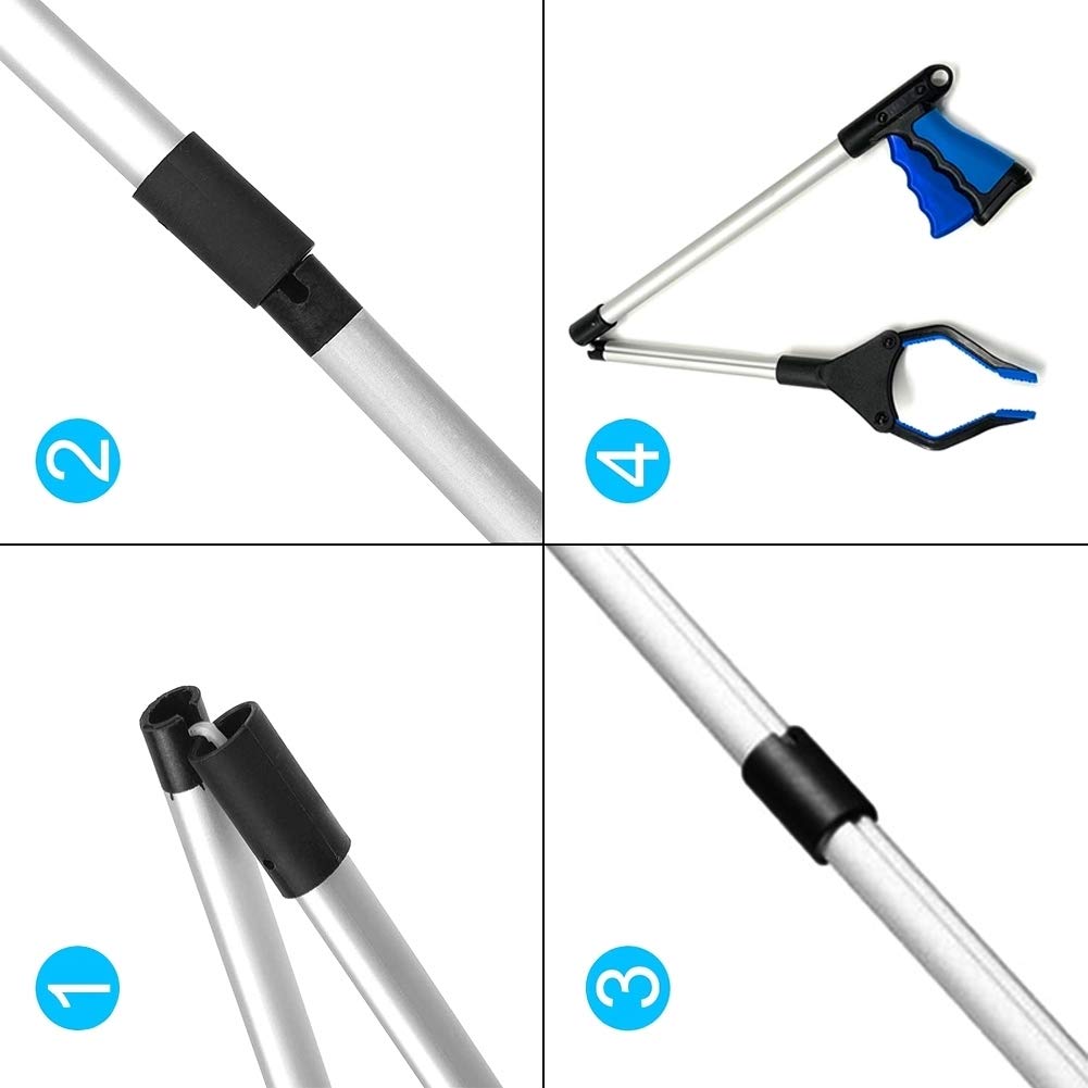 Pinza telescopica, 82cm Pinza telescopica Pieghevole, Pinza Prensile,Raccoglitore di immondizia, Pinza Morsetto in Gomma