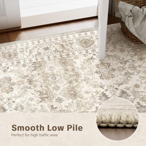 Tapis lavable en machine antidérapant HOMFINE beige - 7