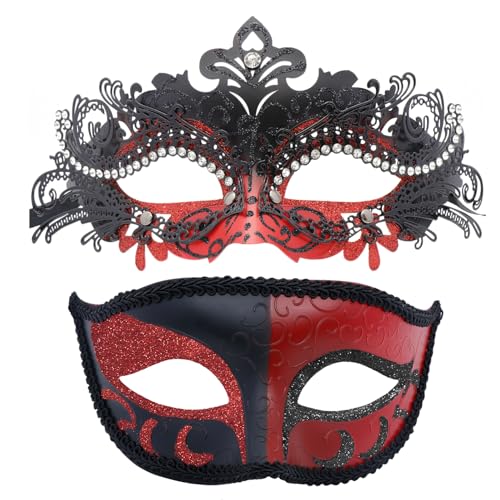 Image of Coddsmz Couple Masquerade Mask Set - Venetian & Mardi Gras Mask for Women & Men