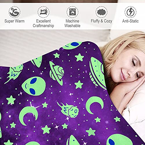 Fleece Throw Blanket - Lightweight Soft Warm Comfort Blankets For Couch Bed Sofa And Home Decor Blankets For All Seasons,60" X80",Alien Galaxy #TOP6