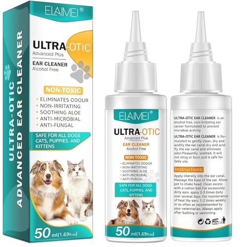 Sanrik Dog Ear Cleaner Dog Ear Drops for Infection Antibiotics Non-Toxic Non Irritating Anti Fungal Ear Drops for Dogs & Cats Dog Ear Infection Treatment Dog Ear Cleaner Solution (1 pack)