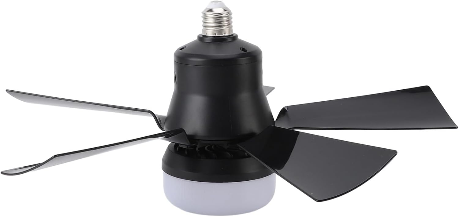 Dpofirs Light Ceiling Fan with Light and Remote, 3000‑6500K Dimmable LED Ceiling Fan with Timer, E26 Light Bulb Screw in Ceiling Fan for Bedroom, Living Room (Black)