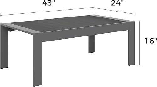 Miniatura 2 de Solaste - Mesa de café de aluminio para exterior, mesa rectangular de metal para patio todo clima, mueble para balcón, jardín, uso en interiores o