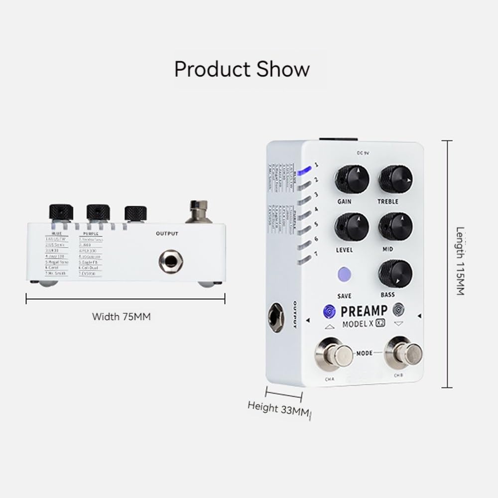 PREAMPLIFICADOR MODELO X2 Efecto, escenario frontal digital simple, guitarra bajo doble paso pin simple