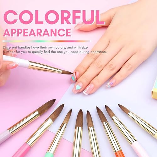 Magic Armor 9Pcs Acrylic Nail Brush Set,Nail Art Brushes Set Nail Art Design Pen Painting Tools Fingernail Brush For Acrylic Powder Application Nail Extension 3D Carving Size 4/6/8/10/12/14/16/18/20 thumb #1