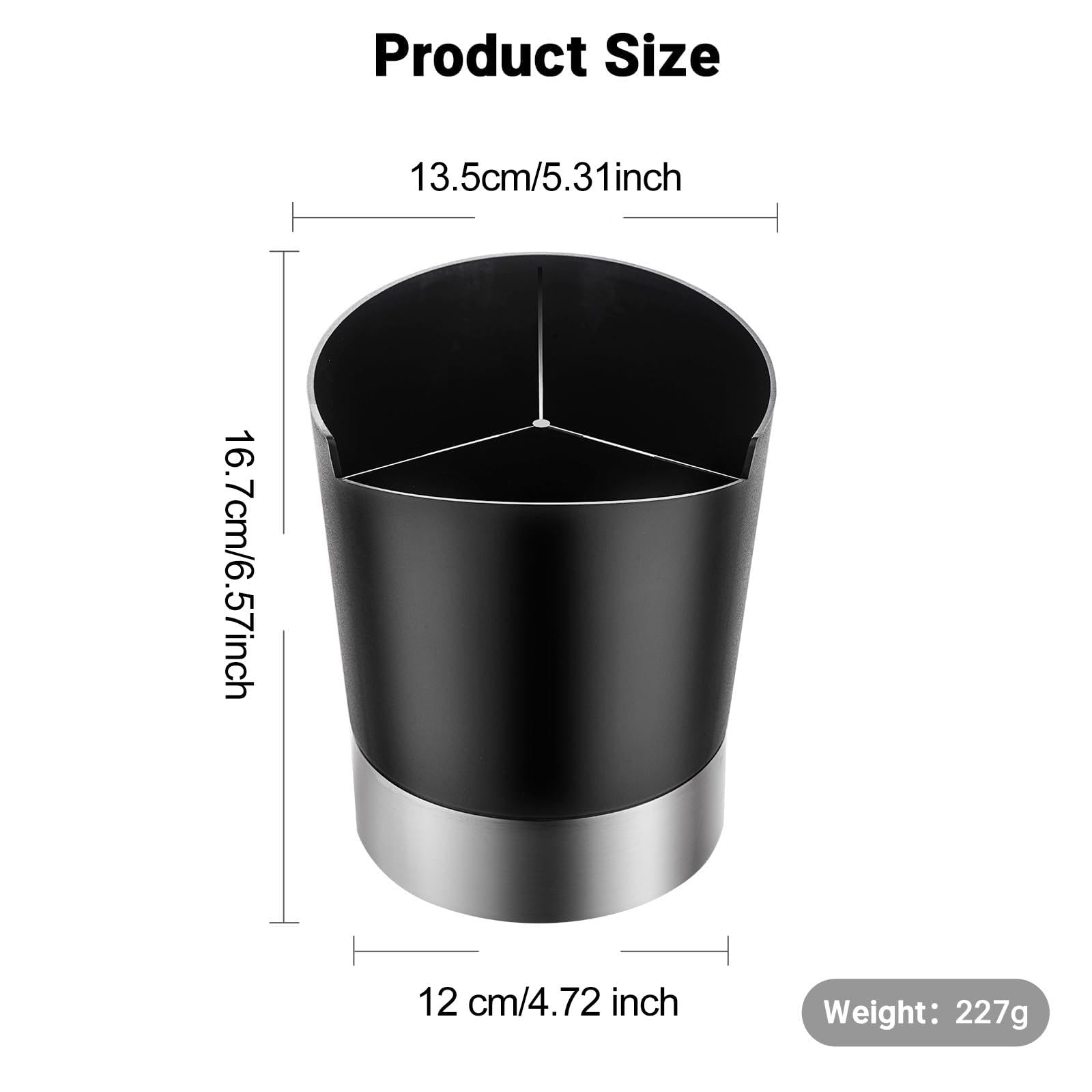Sharplace Support de paille pour comptoir de cuisine, organisateur d'ustensiles, fond amovible, cadeaux, boîte de rangement facile à nettoyer pour bar, Noir