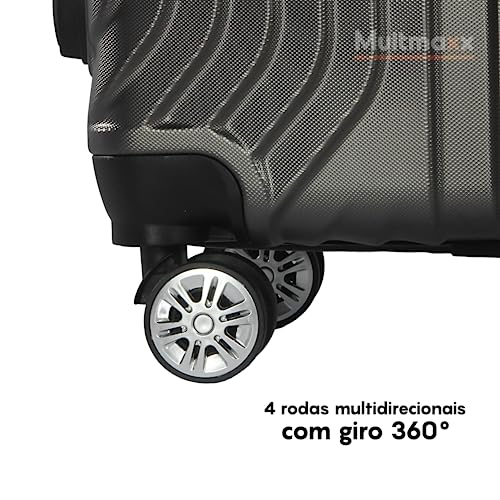 Mala de Viagem de Bordo Pequena 10Kg em ABS Rodinhas 360º Multmaxx (Cinza)
