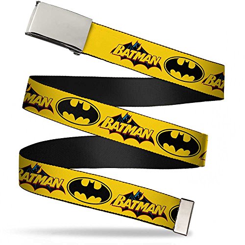 Cinturón de lona de Batman con logotipo vintage y señal amarilla Buckle-Down