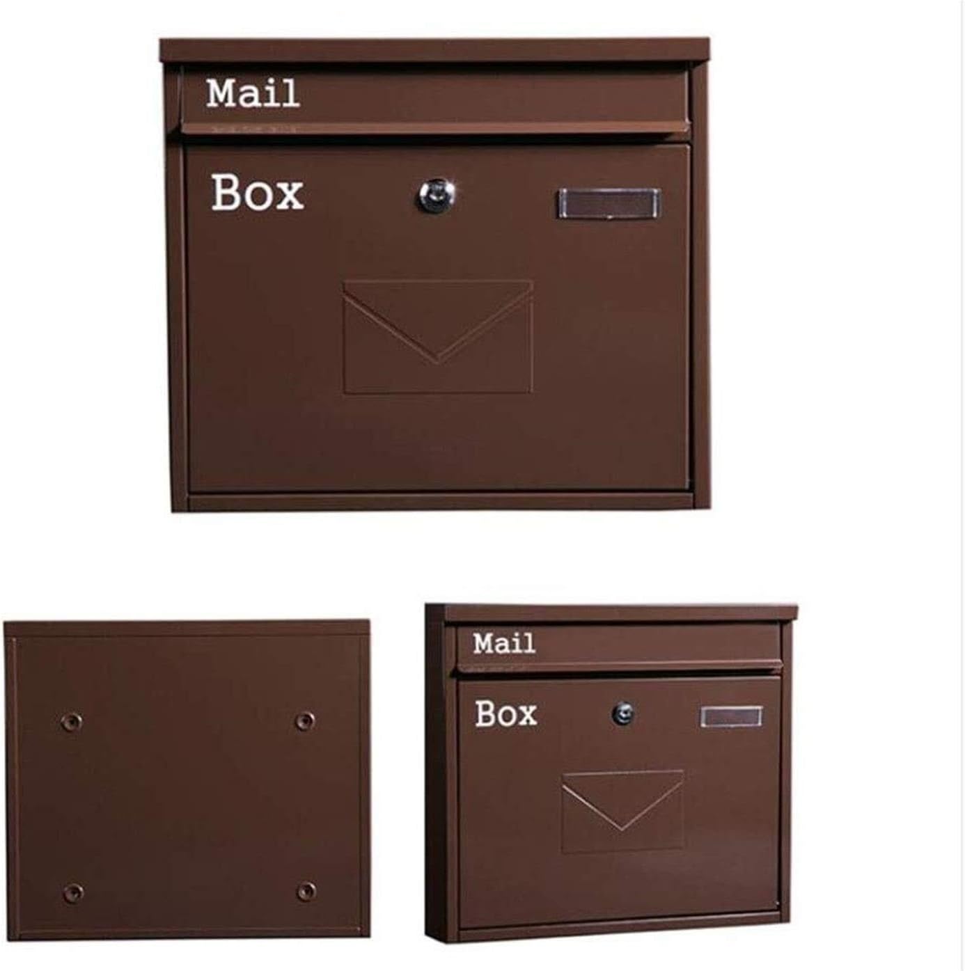 Wall-Mount Letterboxes Modern Wall Mount Waterproof Lockable Mailbox - Outdoor Galvanized Metal Key Large Capacity - Commercial Rural Home Decorative & Office(Grey)