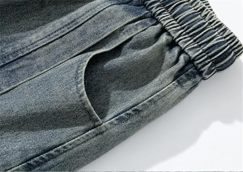 Men's Washed Jeans, Drawstring Loose Wide-Leg Pants, Outdoor Casual Jeans4