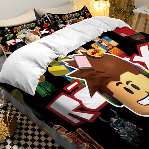 Juego de funda de edredón de 3 piezas Roblx 135x200 cm con fundas de almohada para cama de anime 4