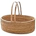 Cesta De Mano De Ratán Cesta De Picnic Sala De Estar Dormitorio Cesta De Almacenamiento De Escritorio Cesta De La Compra 28 * 25 * 9 Cm