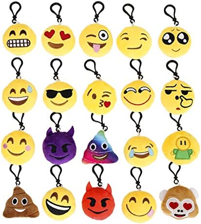 60 Pezzi Portachiavi Emoji - Mini Portachiavi Colorati Per Bambini E Bomboniere - Foto 8